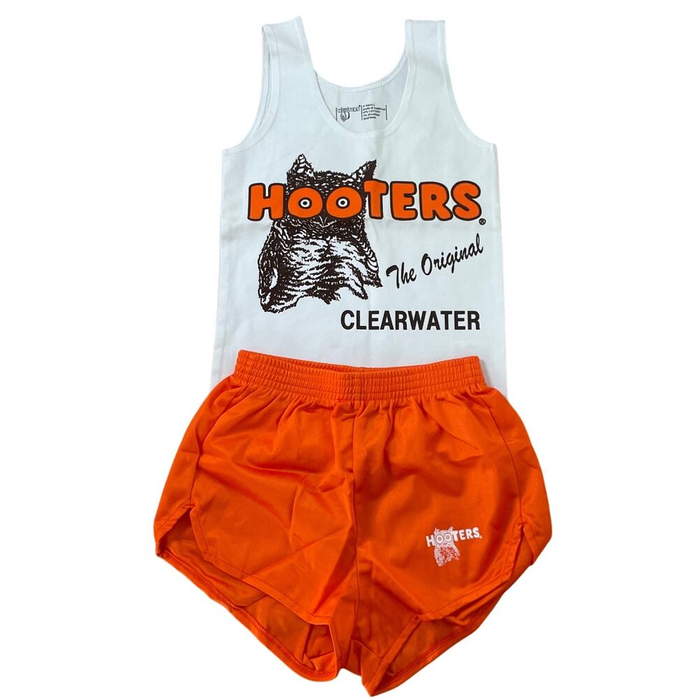 New Women’s Hooters Girl Rare Vintage Uniform Tank Shorts Clearwater FL Xs/Xxxs
